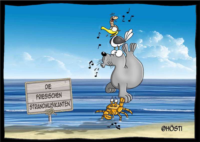 Cartoon Strandmusikanten