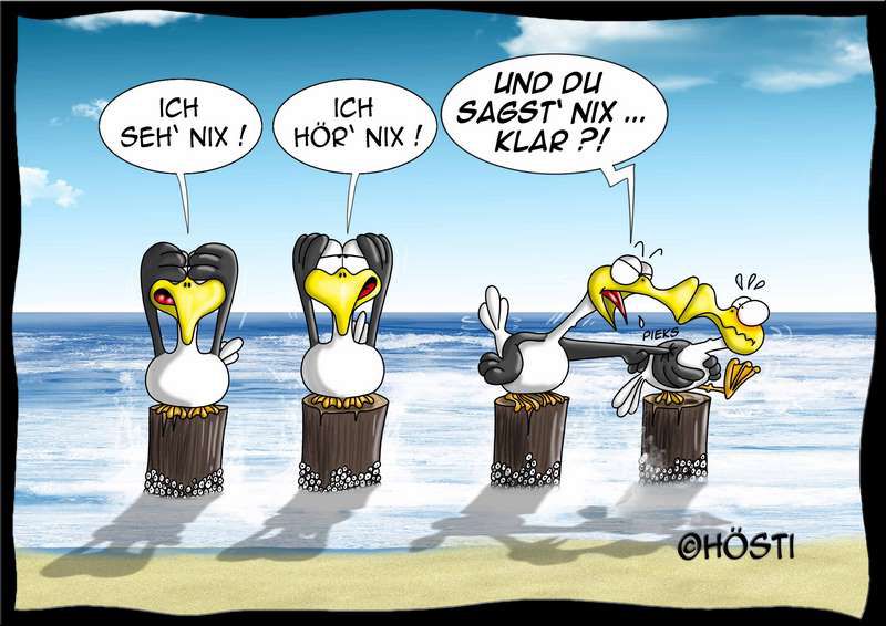 Cartoon seh nix hör nix sag nix
