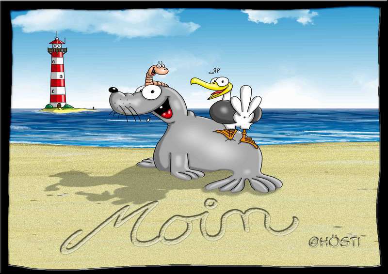 Cartoon Moin mit Leuchtturm