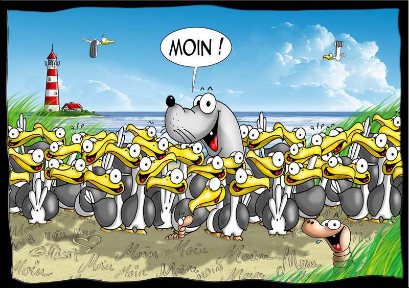 Cartoon Moin Emmas und Robbi