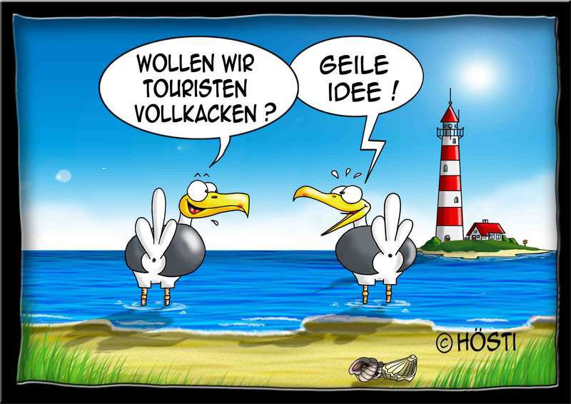Cartoon Touristen vollkacken