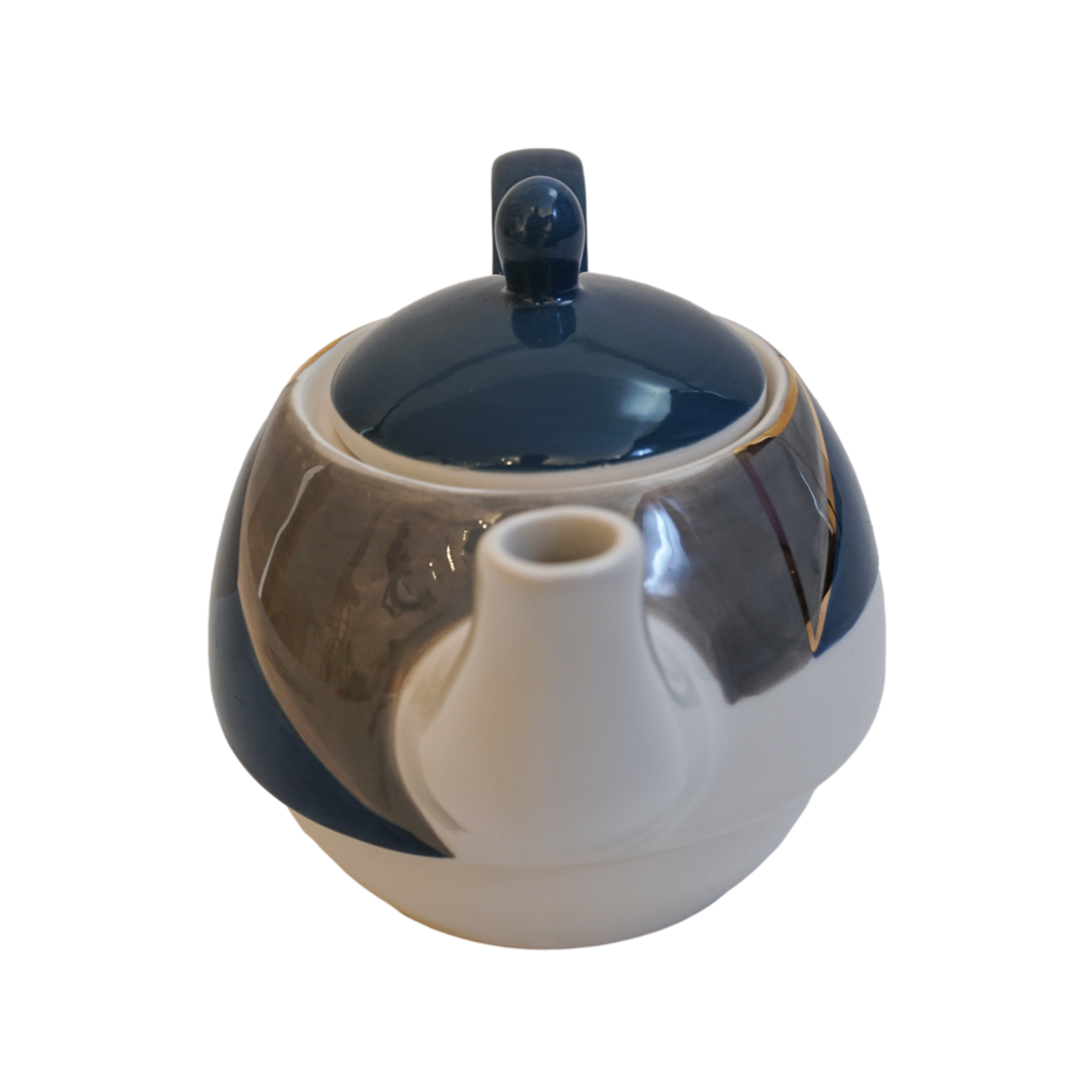 Tea-for-one Set  &quot;Caspian&quot; Kanne: 0,4 l, Tasse: 0,2 l, Keramik mit Goldauflage, 4-teilig, Kanne: H 12 cm, Ø 5,5 cm Tasse: H 6 cm, Ø 10 cm