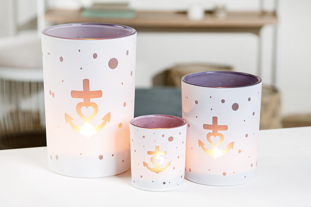 Glas Windlicht &quot;Anker&quot;