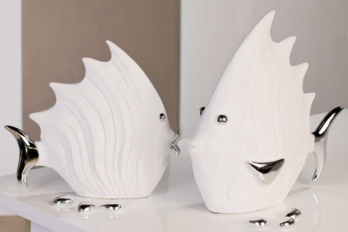 Figur&quot;Fisch&quot;,weiß