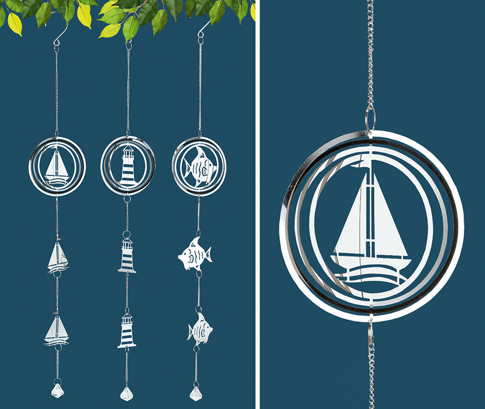 Edelstahl Girlande "Maritim", Leuchtturm