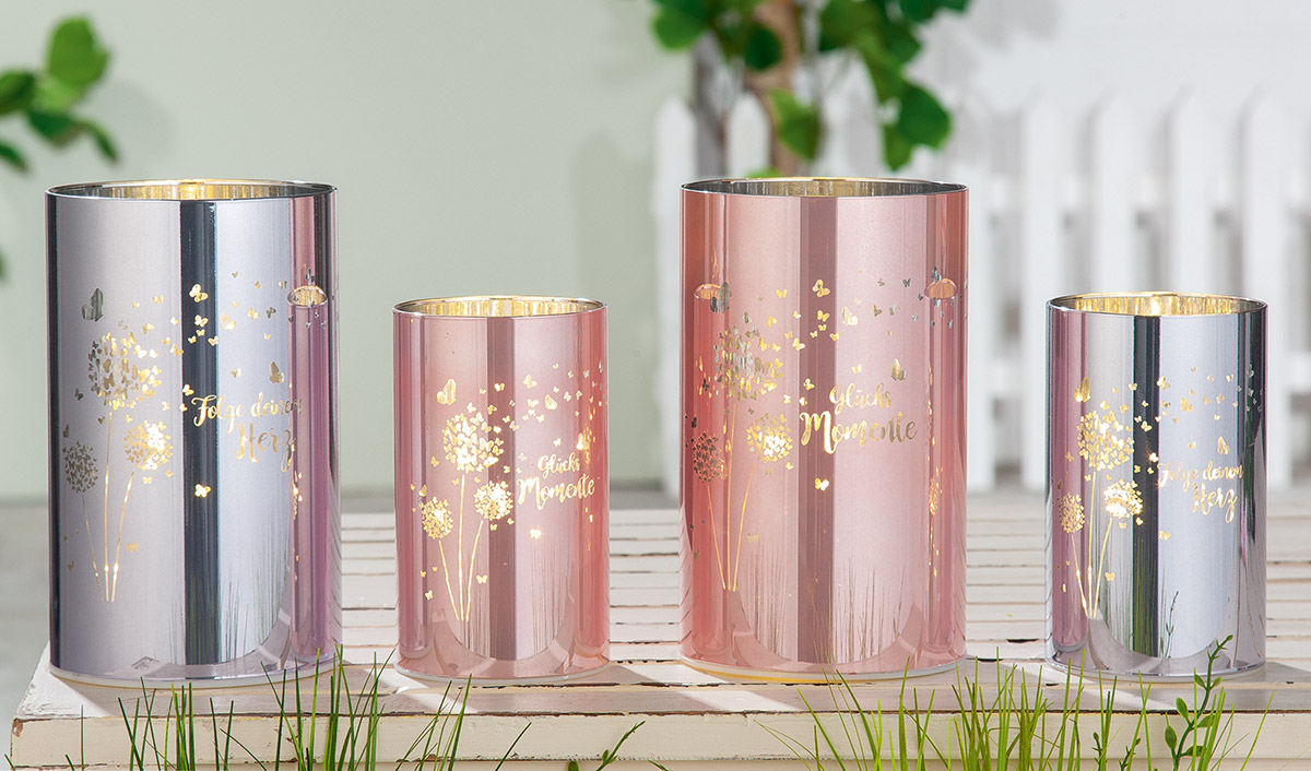 Glas LED-Leuchter "Momente", Glücksmomente