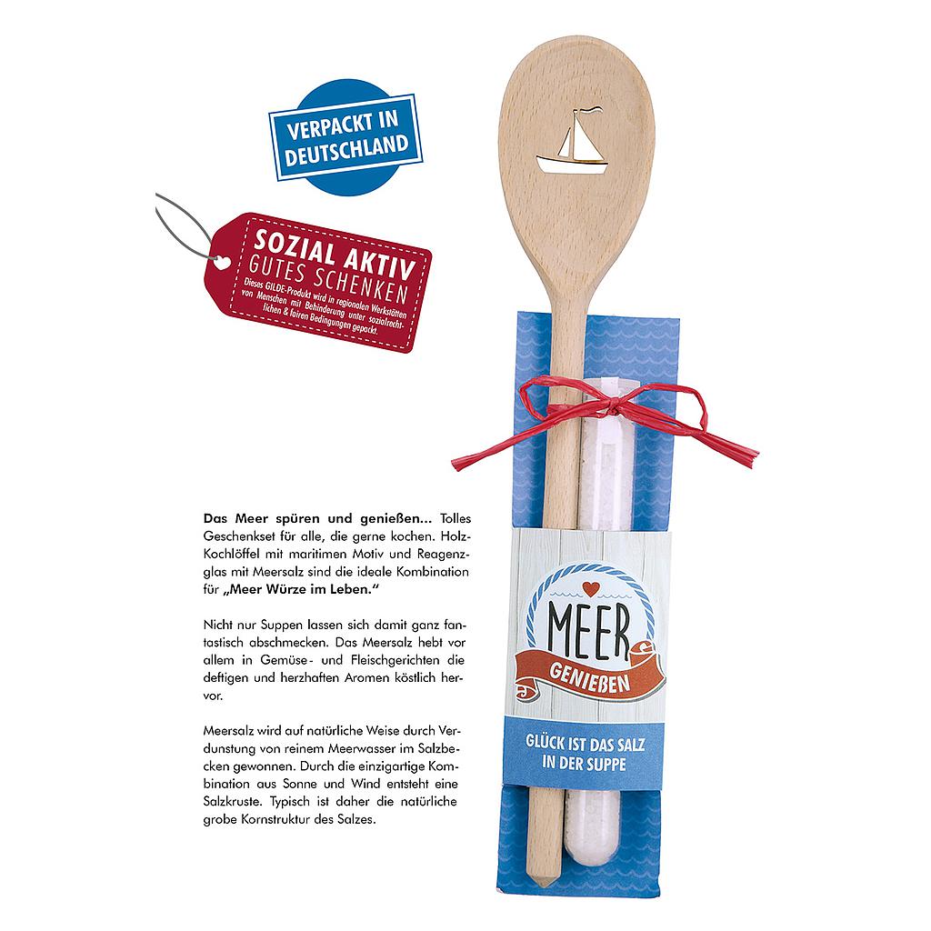 Holz Kochlöffel + Meersalz "Glück ist…"