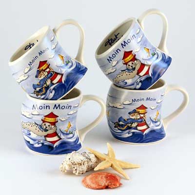 Gravurbecher &quot;Kapitän&quot;, windbauchig &quot;Moin Moin&quot;