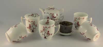 Tea-for-one &quot;Cherry Blossom&quot; , Bone China 4 tlg.
