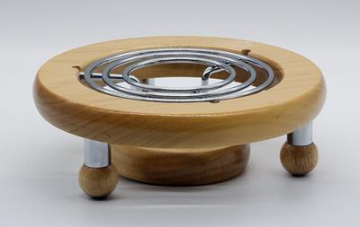 Stövchen &quot;Luis&quot; Holz und Edelstahl rund H 6,3 cm, Ø 18 cm