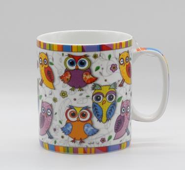 Jumbo-Becher "Eule" 0,75 l, Porzellan, H 13 cm, Ø 10,5 cm