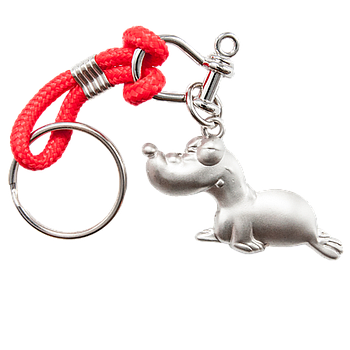 Hösti Schlüsselanhänger Metall "Robbi", rotes Band