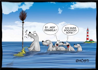 Hösti Postkarte Seehunde pinkeln