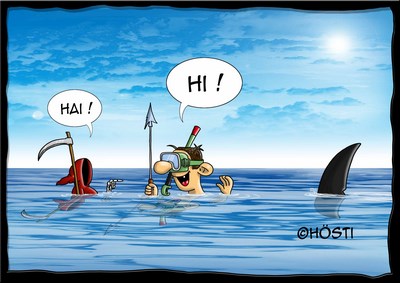 Hösti Postkarte Sensenmann &quot;Hai&quot;