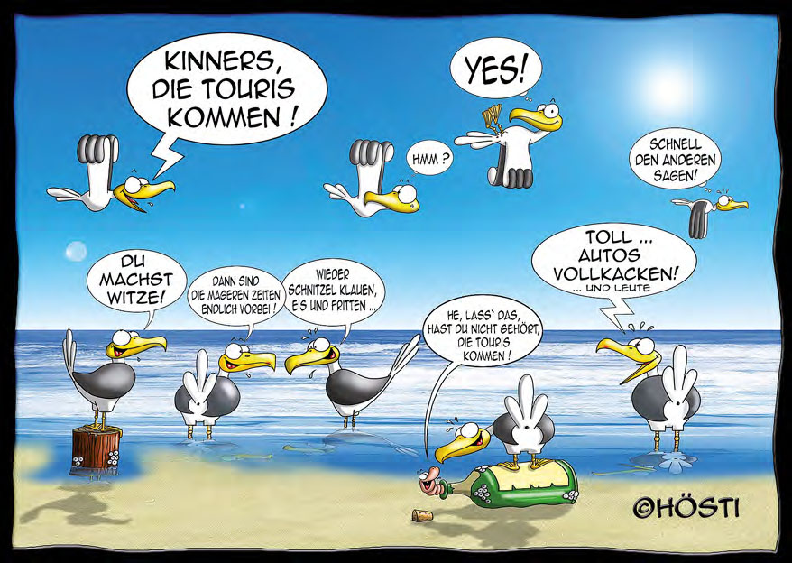 Hösti Postkarte &quot;Kinners, die Touristen kommen&quot;