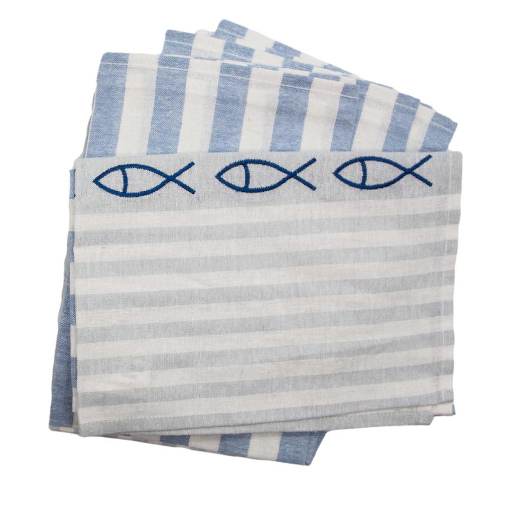Geschirrhandtuch Halbleinen "Fische" 50x70 cm