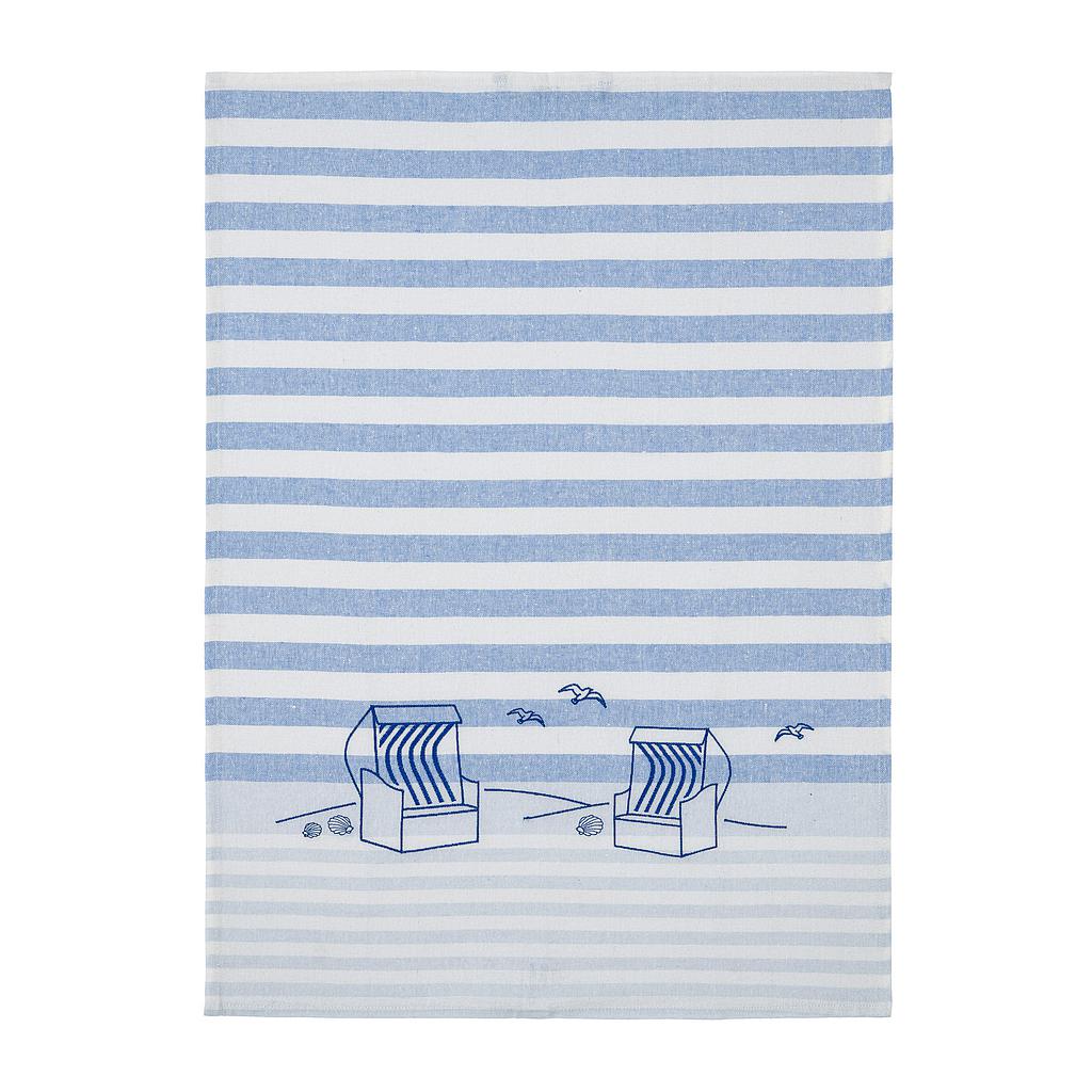 Geschirrhandtuch Halbleinen, Strandkorb