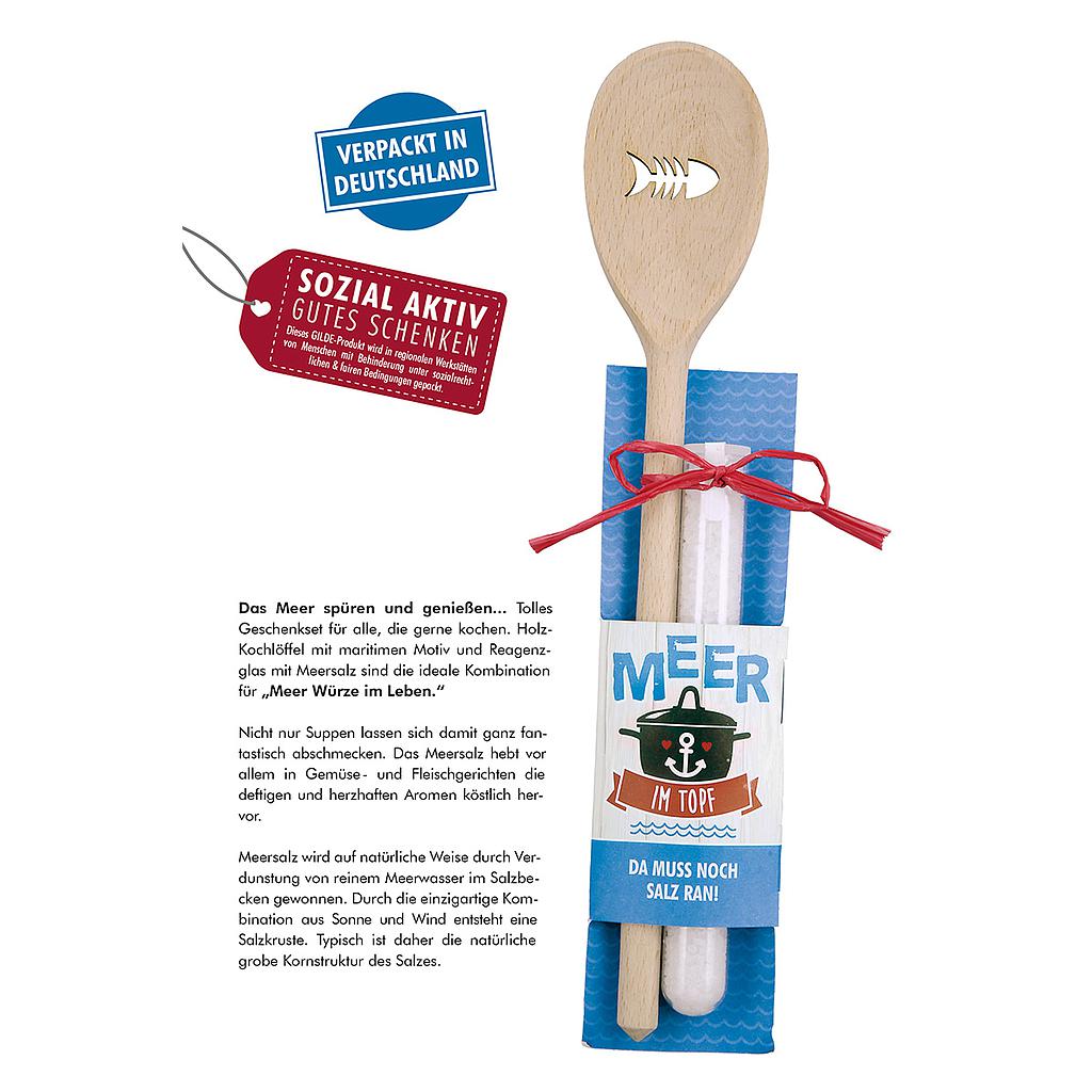 Holz Kochlöffel + Meersalz &quot;Da muss noch Salz dran
