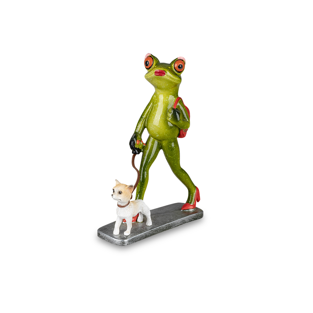Frosch geht mit Hund spazieren