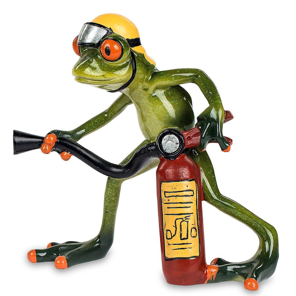 Frosch Feuerwehr mit Feuerlöscher