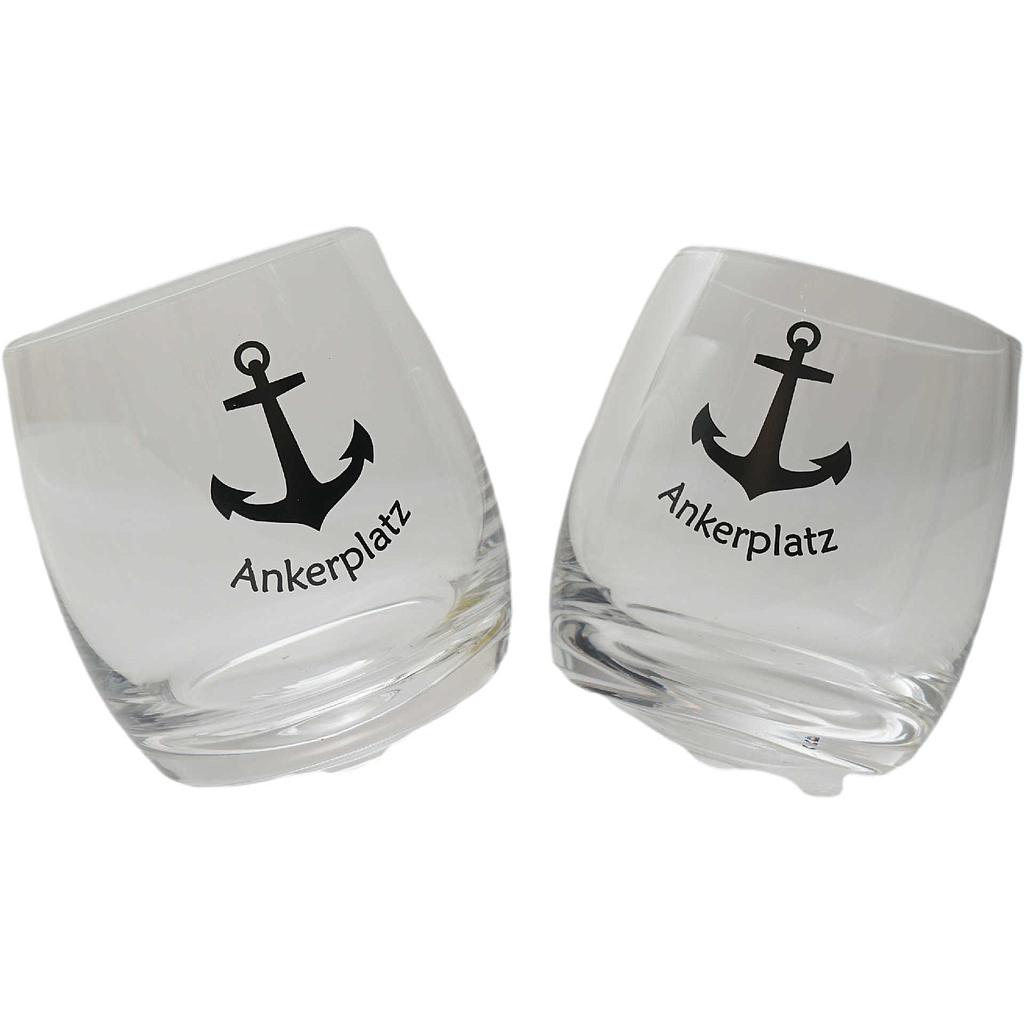 Wobbling Glass &quot;Ankerplatz&quot; ca. 200 ml 2er-Set