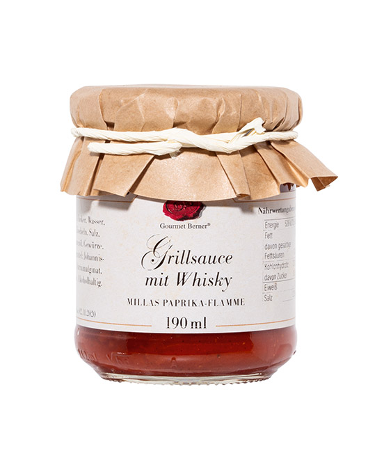 Grillsauce mit Whisky (Millas Paprika-Flamme Grillsauce), 190ml Glas