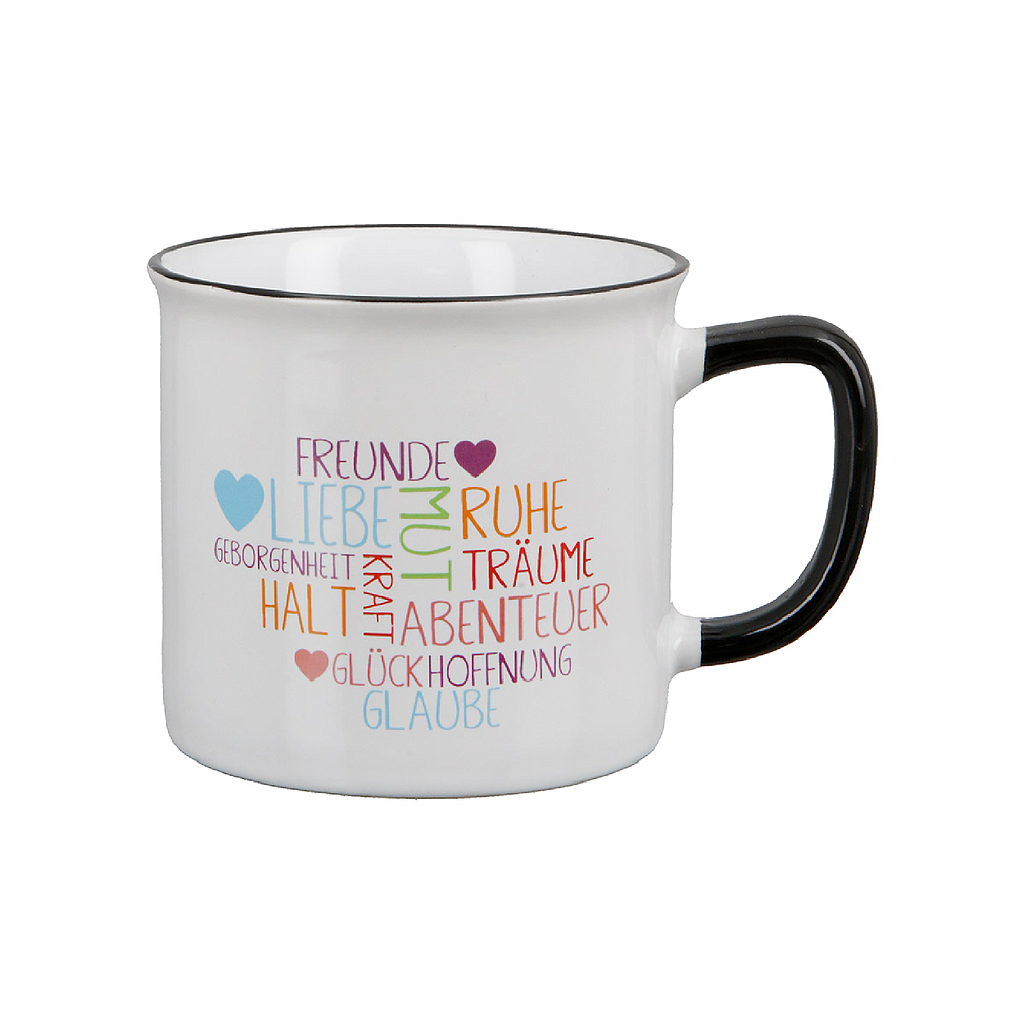 Becher "Freude - Liebe - Mut -Ruhe - Halt - Geborgenheit - Träume - Kraft - Glaube..."
