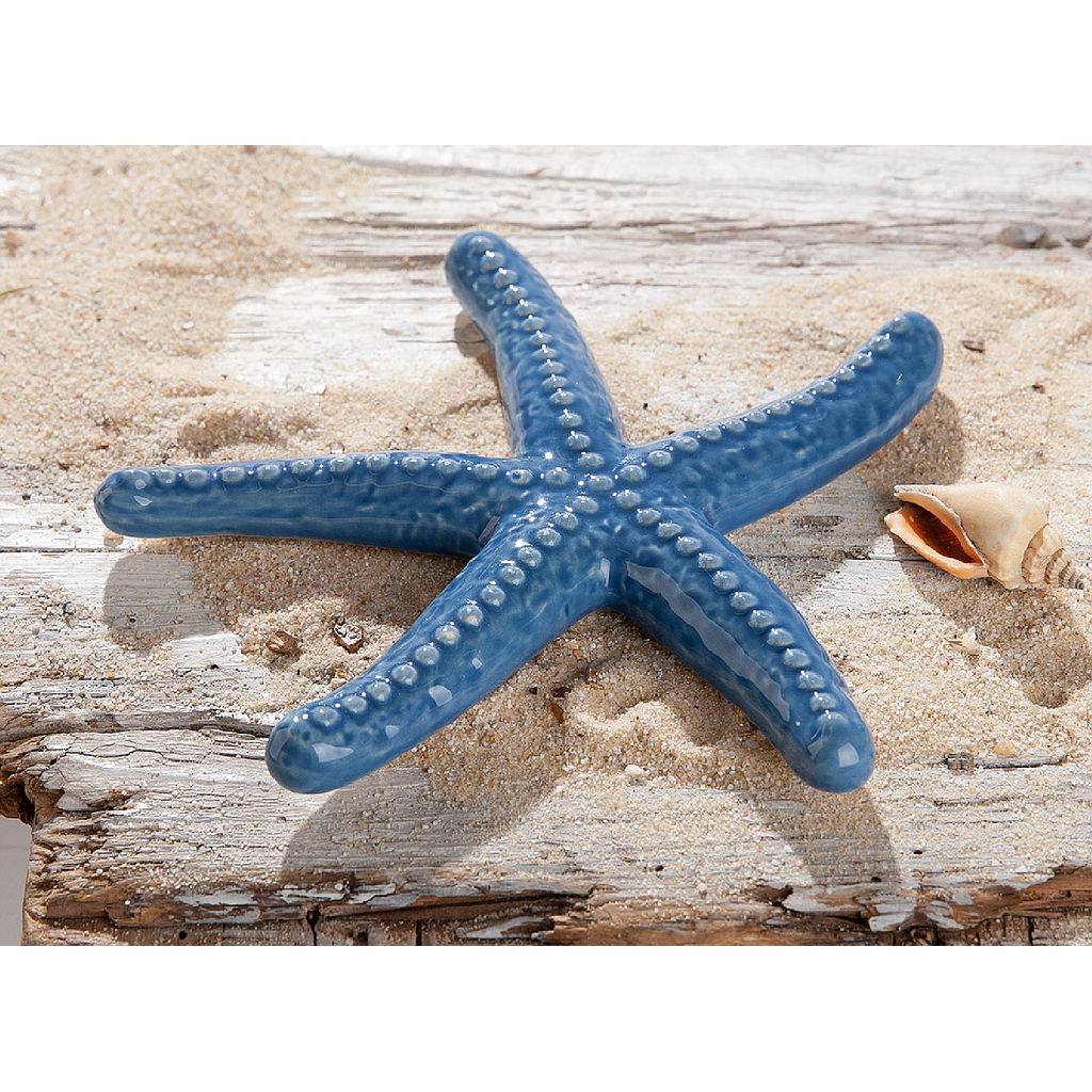 Dekoobjekt, Seestern, "Seestern", Porzellan, blau, L. 15 cm, B. 17 cm, H. 1,5 cm