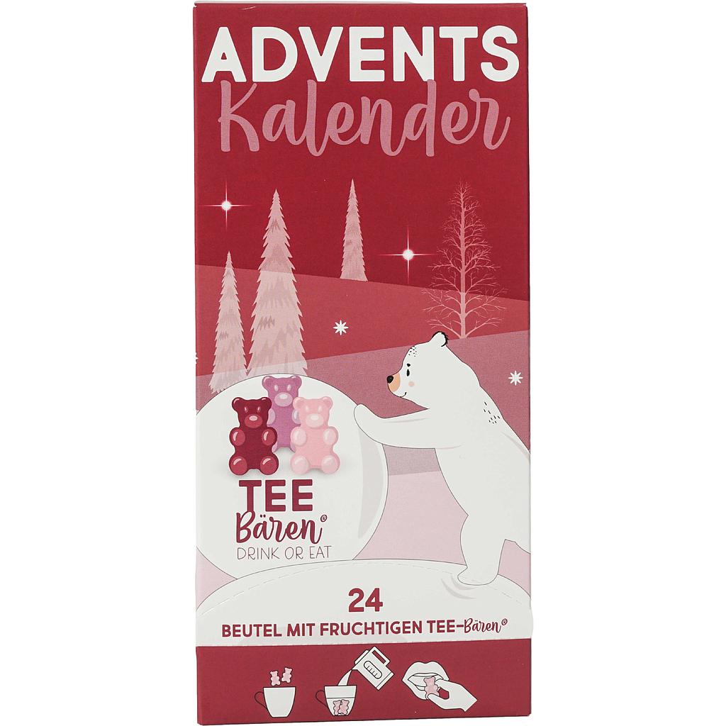 Tee-Bären® Adventskalender 24 x 15 g, Schneekugel einzeln im Sachet verpackt Format 105 x 70 x 225 mm