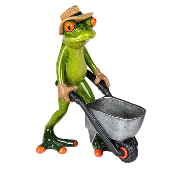 Frosch mit Schubkarre