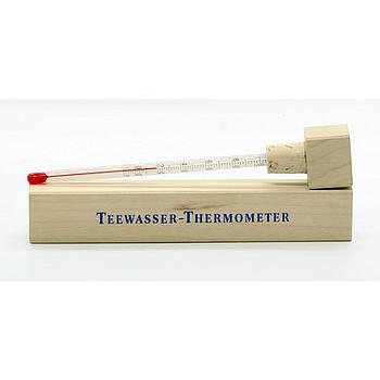 Teewasser-Thermometer im Holzschuber  Meßskala: L 9 cm / Gesamtlänge 17 cm