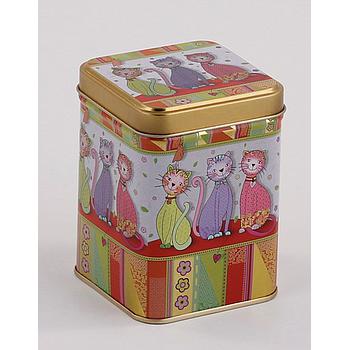 Dose "Evi", 100 g Weißblech, eckig, Stülpdeckel Metallic-Effekt 7,2 x 7,2 x 9,9 cm