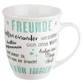 Jumbo-Tasse "Freunde" aus Knochenporzellan Füllmen
