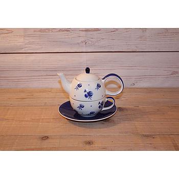 Tea-for-one Set  "Almut" Kanne: 0,4 l, Tasse: 0,2 l, Keramik, 4-teilig, Kanne: H 12 cm, Ø 5,5 cm Tasse: H 6 cm, Ø 10 cm