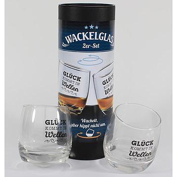 Wackelglas "Glück kommt in Wellen" 2er-Set