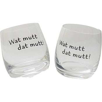 Wobbling Glass "Wat mutt dat Mutt" ca. 200 ml 2er-Set